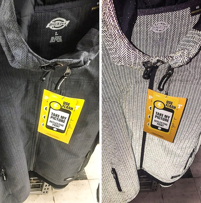 Reflektirajuća jakna, desna slika je uslikana uz pomoć bljeskalice