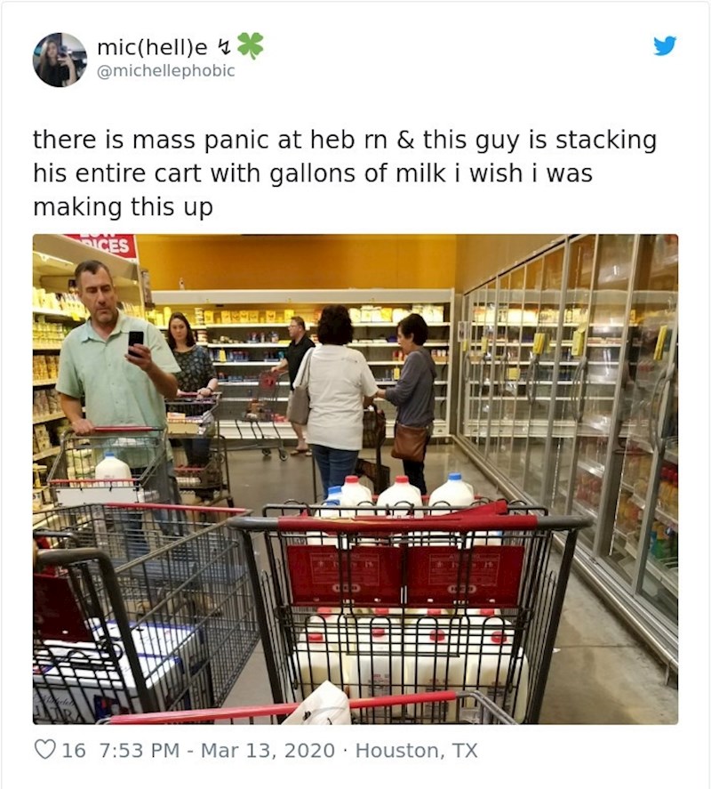 "Gospodin je napunio cijela kolica mlijekom, volio bih da ovo izmišljam..."