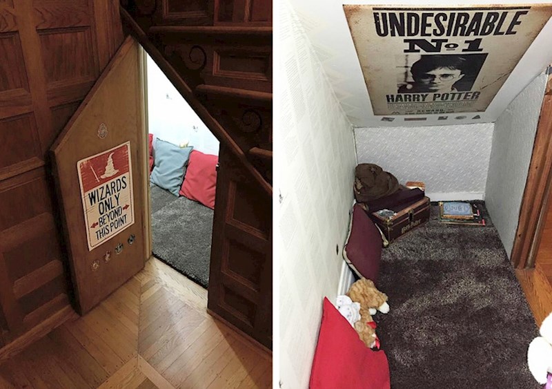 Prostor ispod stepenica pretvorila je u sobu Harryja Pottera