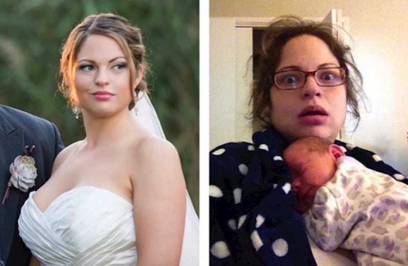 Ova žena usporedila je svoju fotku s vjenčanja i nakon rođenja bebe. Razliku ne treba objašnjavati