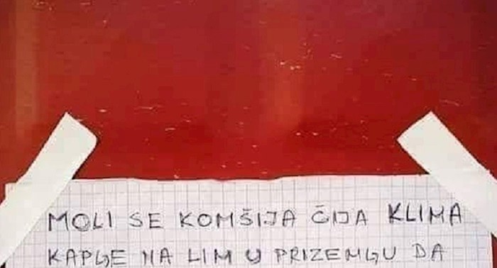 U jednoj zgradi stanaru je smetala nečija klima pa je ostavio čudnu molbu