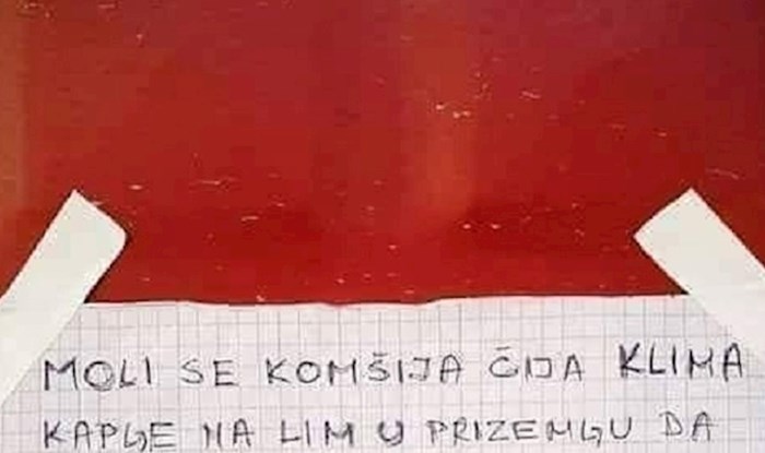 U jednoj zgradi stanaru je smetala nečija klima pa je ostavio čudnu molbu