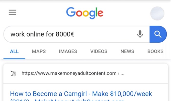 Kolindini online poslovi za 8000€ - što Google izbaci kad tražite takve poslove