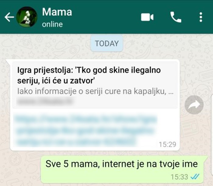 Mama je sinu pokazala što će se dogoditi ako ilegalno skine "Igru prijestolja", odgovor ju je zabrinuo