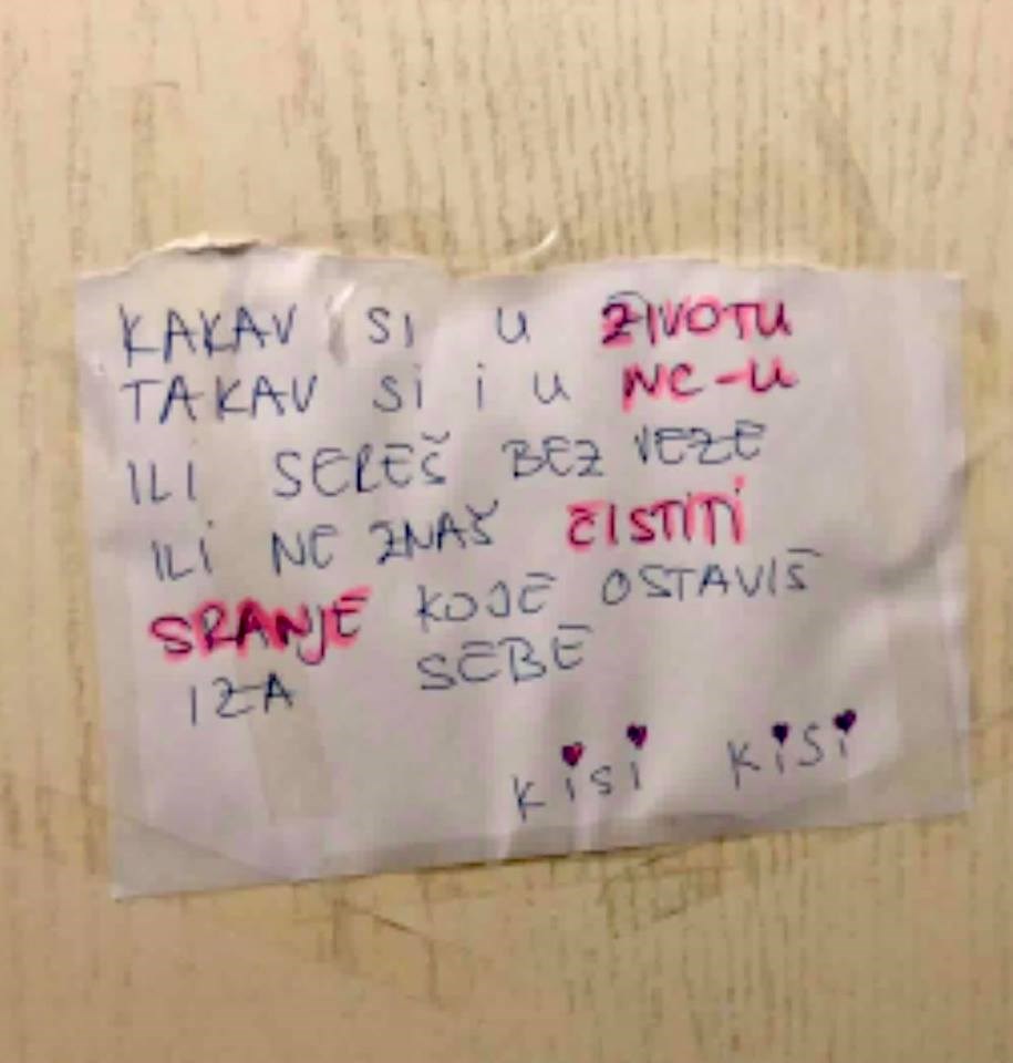 Ljude u javnom WC-u dočekala zanimljiva poruka: "Kakav si u životu, takav si i u..."
