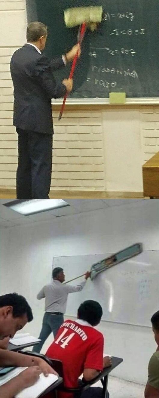 Profesori su smislili brži način brisanja ploče i nije ih briga što im se učenici smiju
