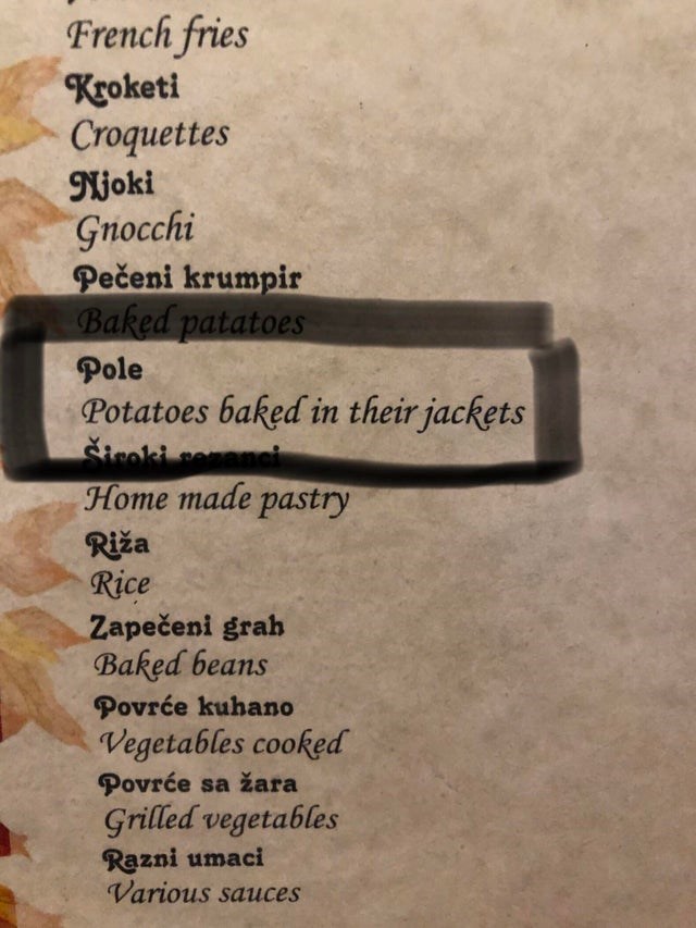 Turisti su sigurno bili jako zbunjeni kad su u restoranu vidjeli ovaj prijevod