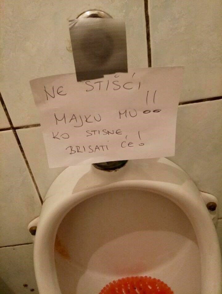 Čistačica je skroz pukla kad je ušla u muški WC, nije više birala riječi kad im je ovo napisala