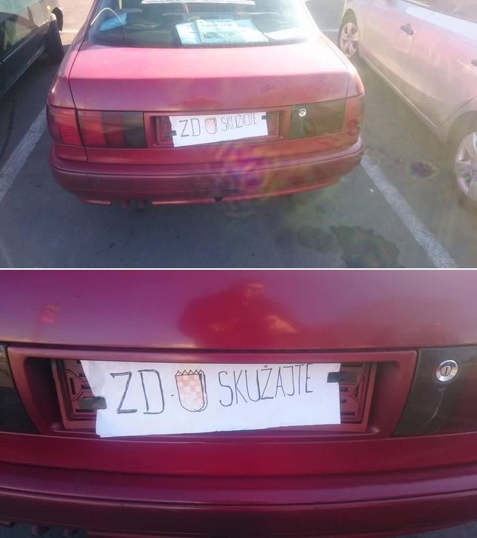 Zadranin je negdje izgubio registarsku tablicu pa je na auto stavio nešto što je nasmijalo prolaznike
