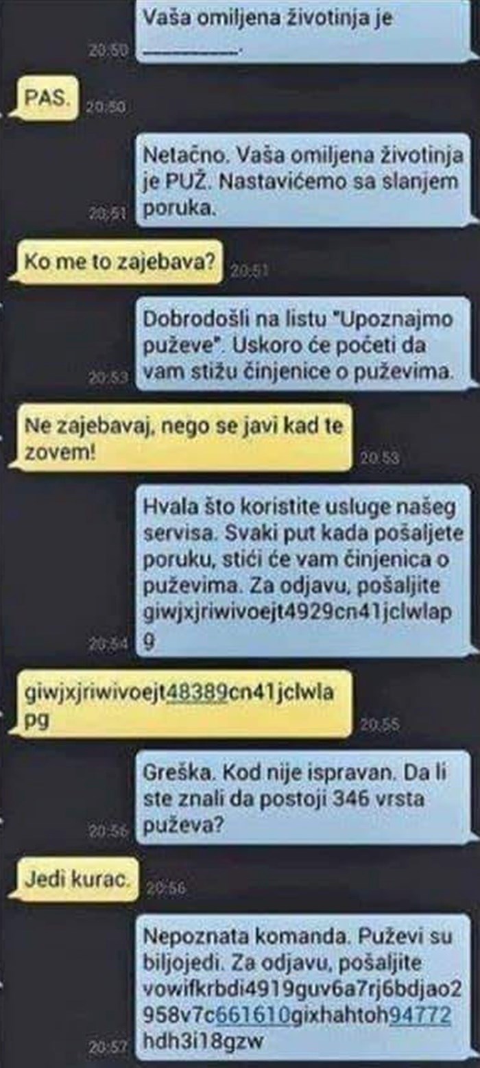 Osobi je s nepoznatog broja stiglo pitanje o omiljenoj životinji, a onda je uslijedio pakao