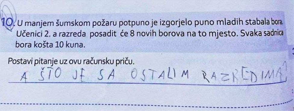 Dijete u zadatku nije napisalo ono što je trebalo, no ovaj odgovor je učiteljicu potaknuo na razmišljanje