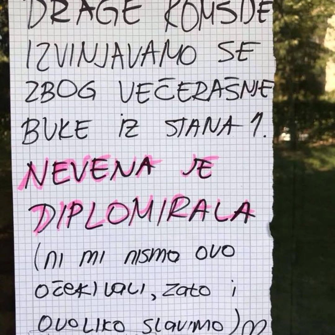 Susjedima su otkrili zbog čega će biti bučni, nisu se ljutili kad su pročitali ovu smiješnu obavijest