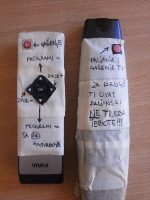 Djedu su kupili novi TV pa mu na daljinskom napisali upute koje će vas nasmijati