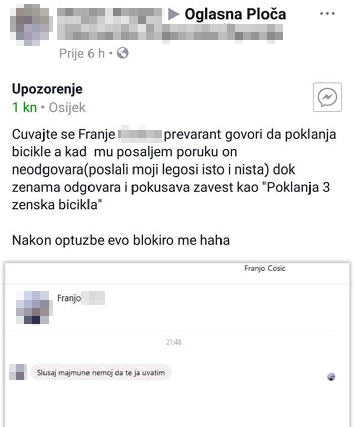 Osječanin je poklanjao bicikle, a onda se netko javio na oglasniku i otkrio foru kojom se muškarac služi