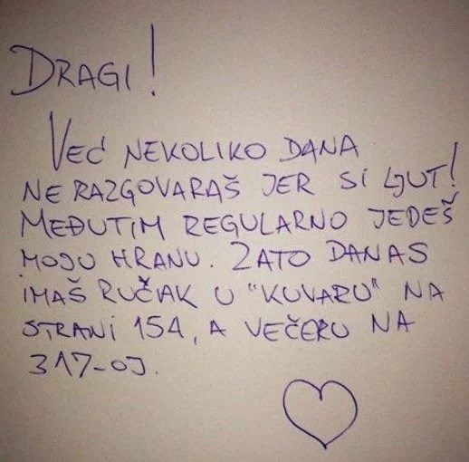 Muž se danima ljutio na ženu pa mu je ostavila poruku nakon koje je vjerojatno opet počeo pričati s njom