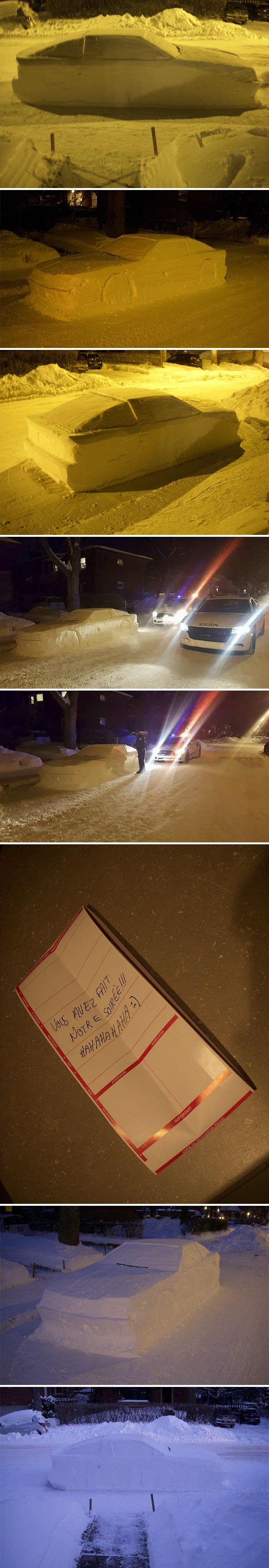 Napravio je snježni automobil pa dobio kaznu za krivo parkiranje koju je jednostavno morao podijeliti na internetu