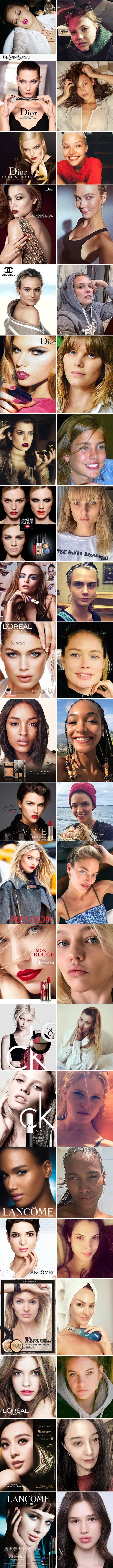 Ove slike otkrivaju kako lica s reklama za šminku izgledaju bez šminke