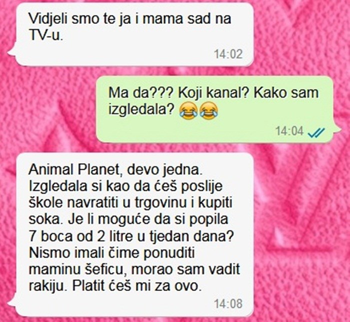 Tata je kćeri javio da su je vidjeli na televiziji, a onda joj je sav ljut napisao što mora učiniti