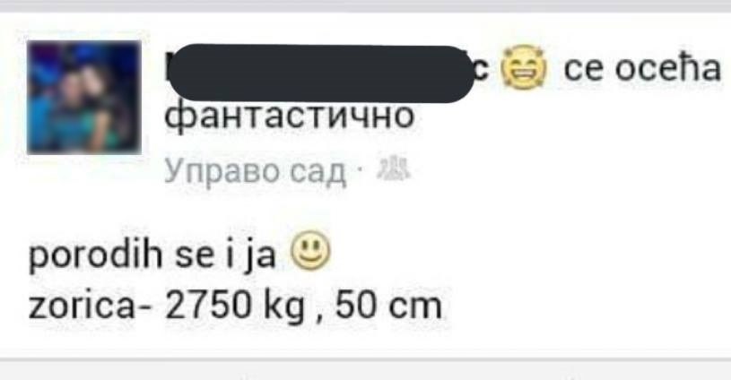Žena se na Facebooku pohvalila da je dobila bebu, no prijatelje je nešto u njenom statusu nasmijalo
