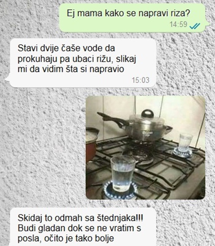Mama je sinu dala upute kako skuhati rižu, on ju je šokirao fotkom koju je slikao u kuhinji