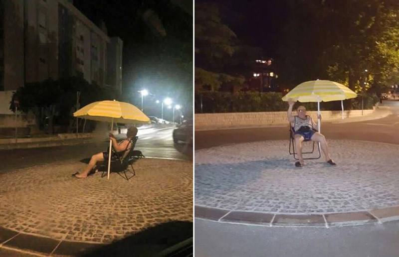 "UPEKLA MJESEČINA" Stariji gospodin u Dalmaciji okupirao kružni tok i nasmijao društvene mreže