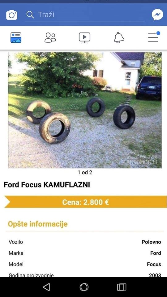 Čovjek prodaje "kamuflažni Ford Focus", kad vidite sliku primijetit ćete da nešto ipak nije u redu