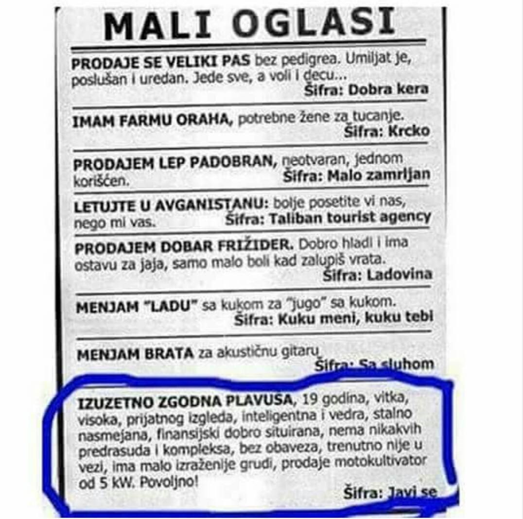 Ova djevojka zna kako napisati privlačan oglas