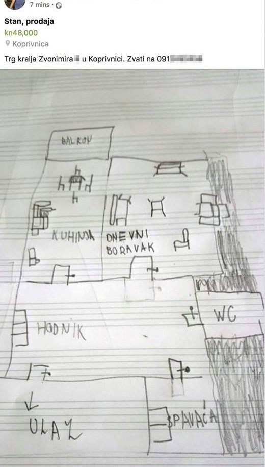 Obitelj je postavila oglas za stan, a pažnju su privukli slikom tlocrta kakvu još nikad niste vidjeli