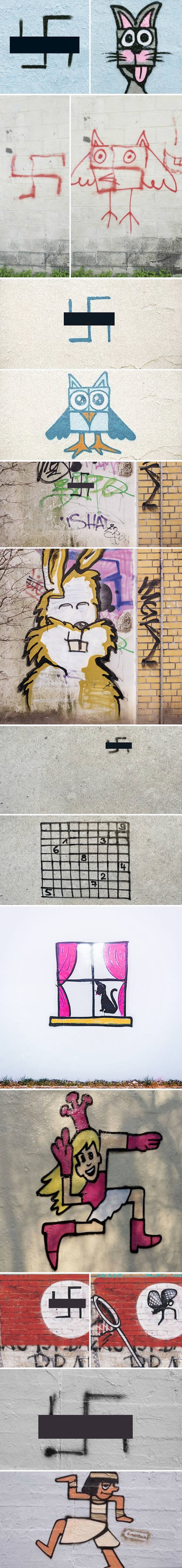 Ulični umjetnici smislili su kako stati na kraj kukastim križevima, evo kako su uljepšali išarane zidove