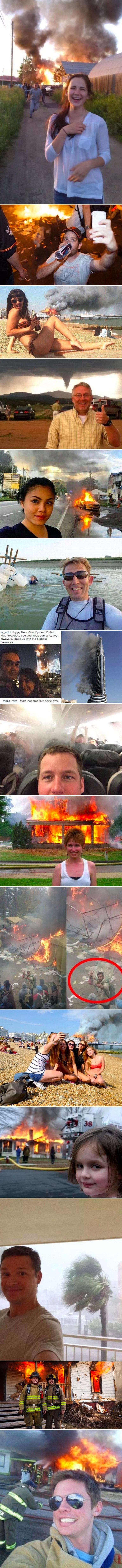 Najčudnije slike ljudi koji su se slikali kao da je sve u redu iako su se oko njih događale katastrofe