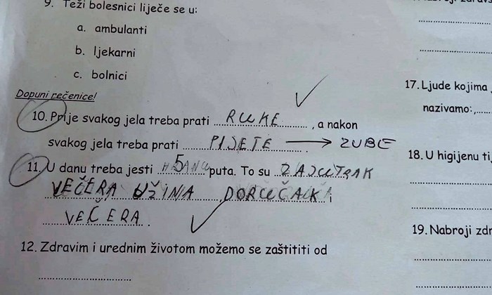 Učenik je svojim odgovorima nasmijao učiteljicu, priznala mu je njegovu simpatičnu pogrešku