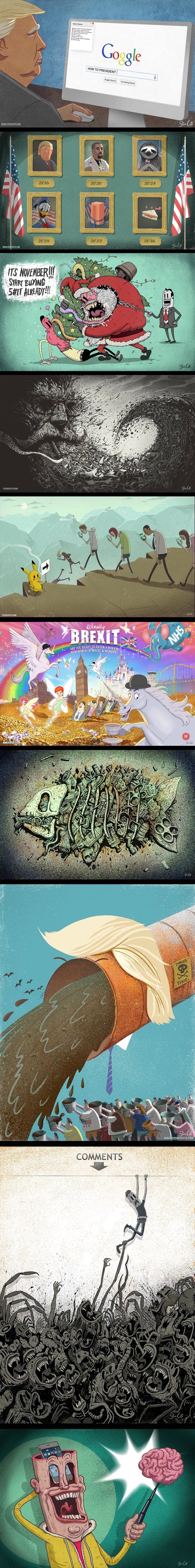 Umjetnik svojim ilustracijama prikazuje besmislenu stranu društva o kojoj nitko ne priča