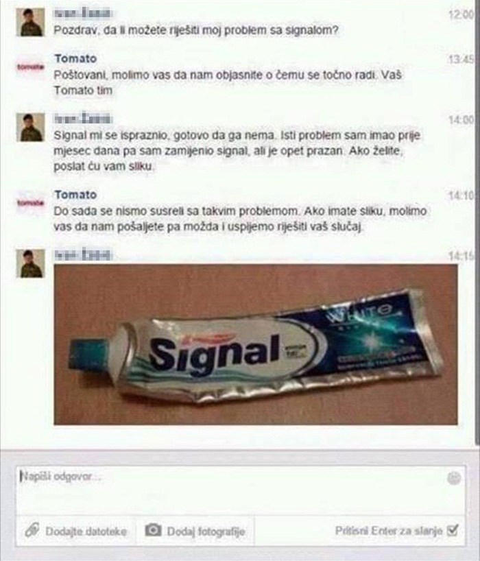 Korisnik se teleoperateru javio zbog problema, nakon zadnje slike su shvatili da su žrtve trollanja