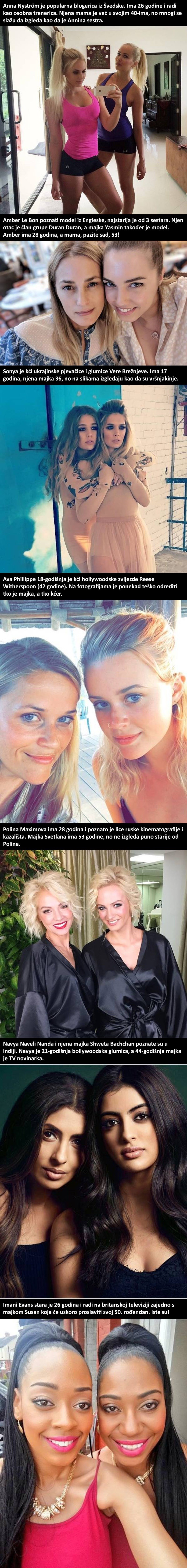 NEVJEROJATNO MLADOLIKE MAME Možete li uopće otkriti tko je na ovim slikama mama, a tko kćer?