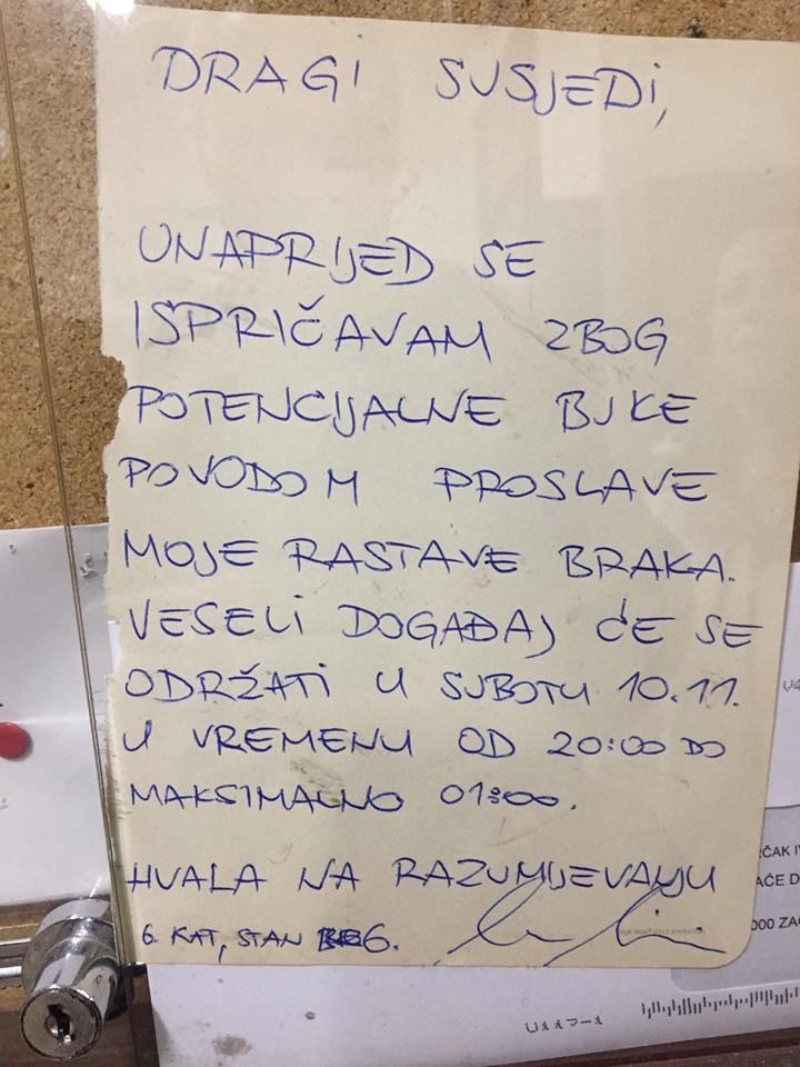 Stanar je imao poseban razlog za slavlje, susjedima je objasnio zbog čega će slaviti u kasnim satima