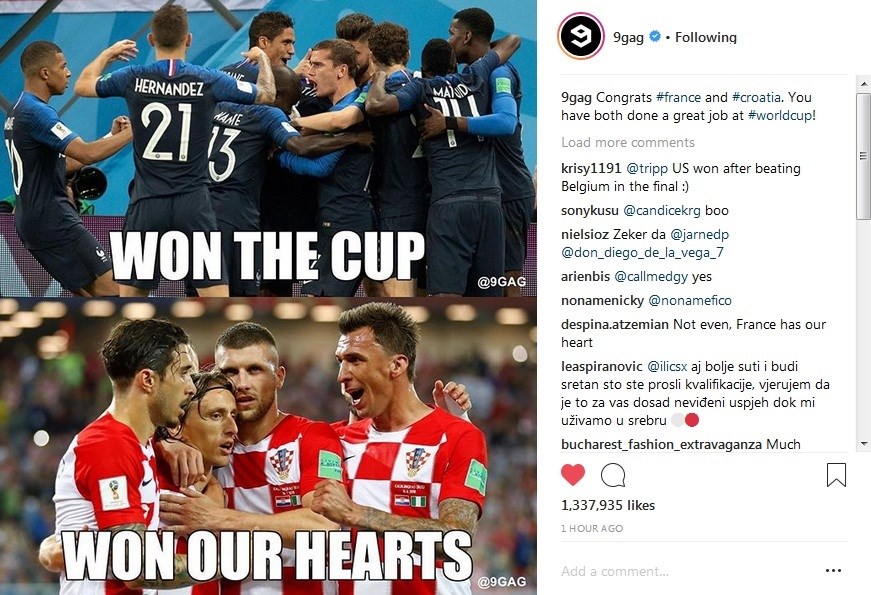 9GAG: "Francuska je osvojila trofej, Hrvatska je osvojila naša srca"