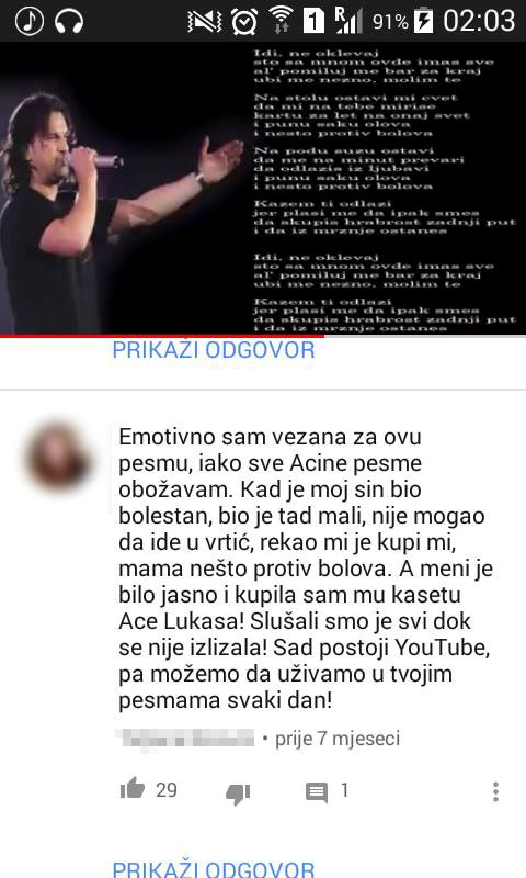 U komentarima ispod pjesme srpskog folk pjevača ostavila je "dirljivu" priču o svome sinu