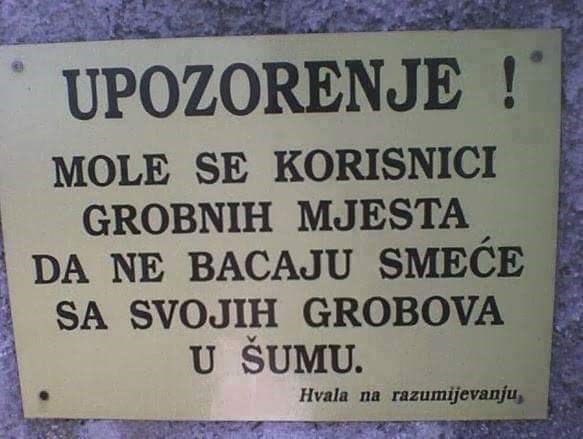 Na groblju se pojavilo bizarno upozorenje koje zvuči kao neslana šala