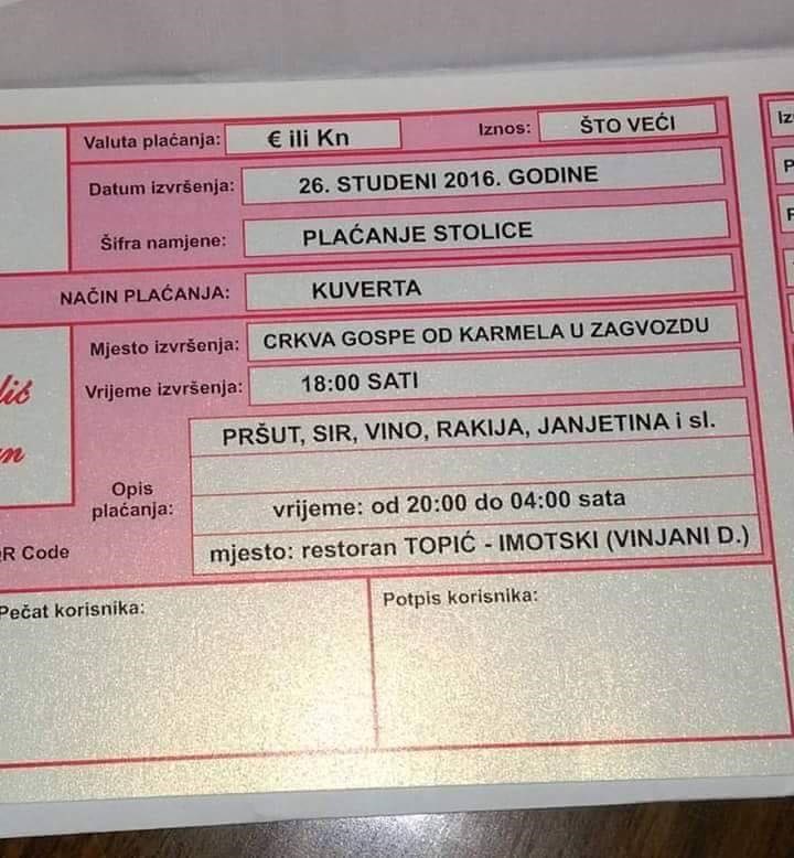 Par iz Dalmacije nasmijao je društvene mreže svojom idejom, pozivnice za vjenčanje slali su u obliku uplatnica