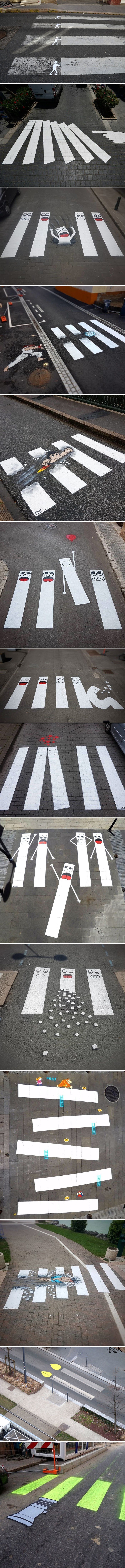 Ulični umjetnik pretvorio je pješačke prijelaze zanimljive slike kako bi vozače motivirao da uspore