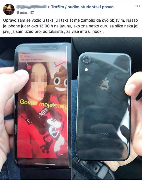 "Govno moje malo" Taksist na Jarunu našao mobitel pa zamolio putnika da objavi oglas sa zanimljivom slikom