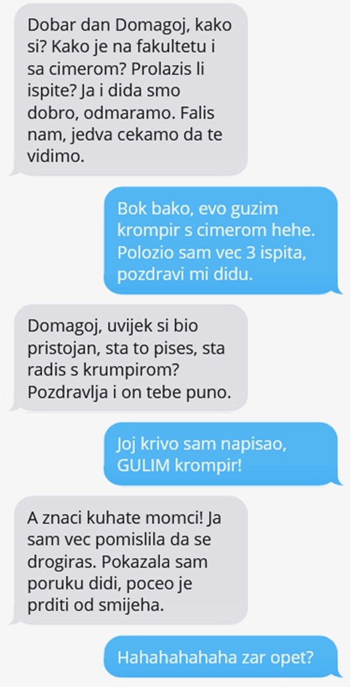 Unukov tipfeler je baku neugodno iznenadio, a onda mu je poslala odgovor koji ga je nasmijao