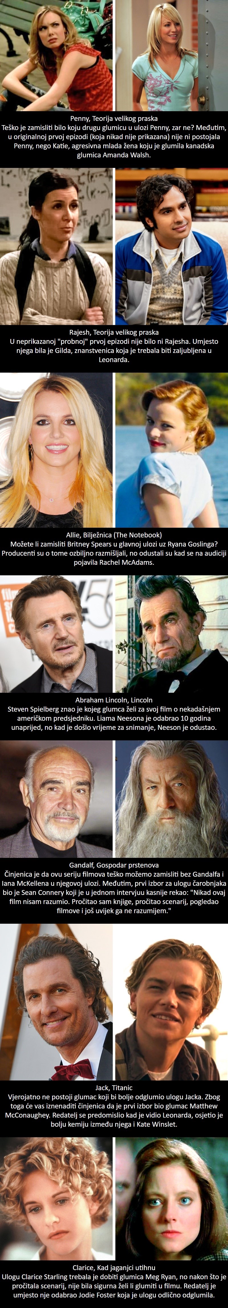 U ovim filmovima je došlo do velikih promjena, u glavnim ulogama su trebali biti drugi glumci