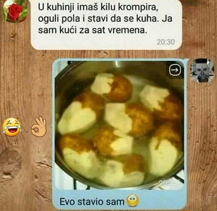 Mama je sinu dala upute za kuhanje krumpira, naživcirala se kad joj je poslao ovu sliku