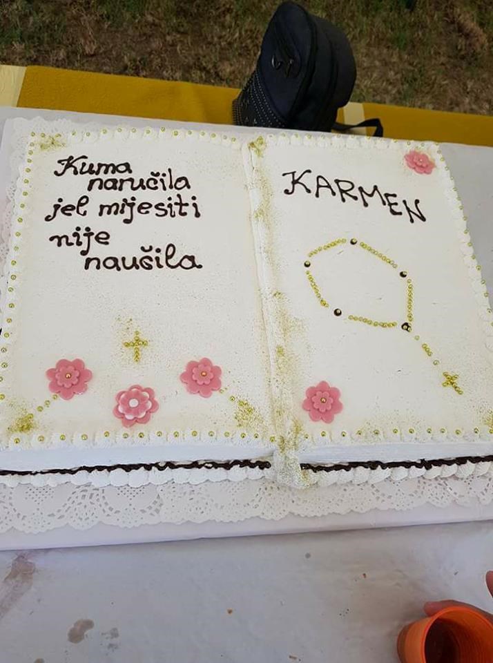 KUMA ZAFRKANTICA Za krizmu nabavila je tortu sa simpatičnim natpisom