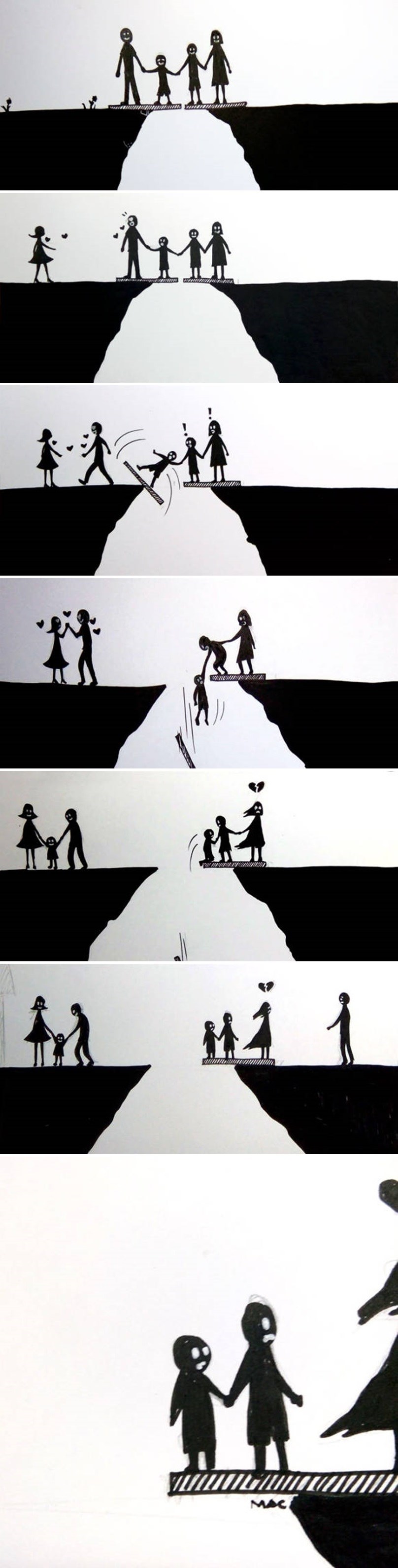 Ova serija ilustracija pokazuje strašne posljedice koje razvodi braka mogu imati na djecu