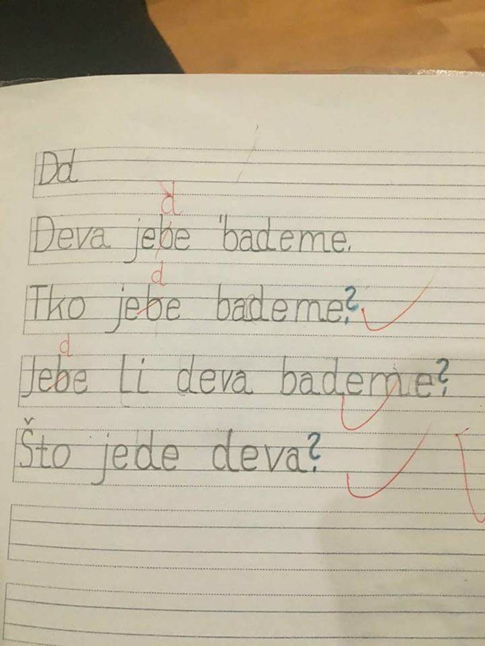 Dijete nije uspjelo naučiti slova pa je napisalo rečenice koje su učiteljicu nasmijale do suza