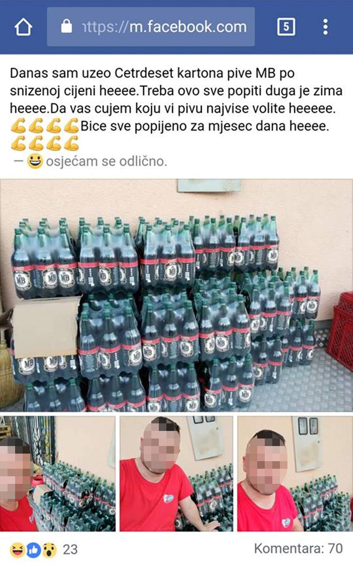 Lik je kupio zalihu omiljenog pića po sniženoj cijeni, odmah se pohvalio prijateljima na Facebooku