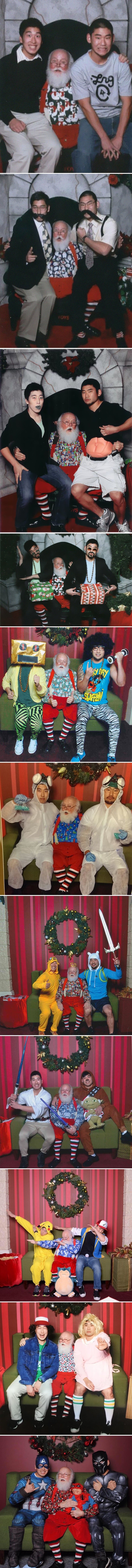 Mladići se već 12 godina slikaju s istim "Djedom Božićnjakom", primijetili su da čovjek uopće ne stari