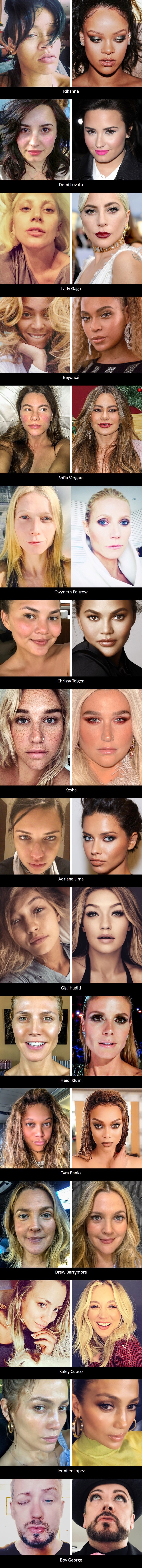 16 iznenađujućih fotografija koje otkrivaju kako poznate osobe izgledaju nakon što skinu šminku